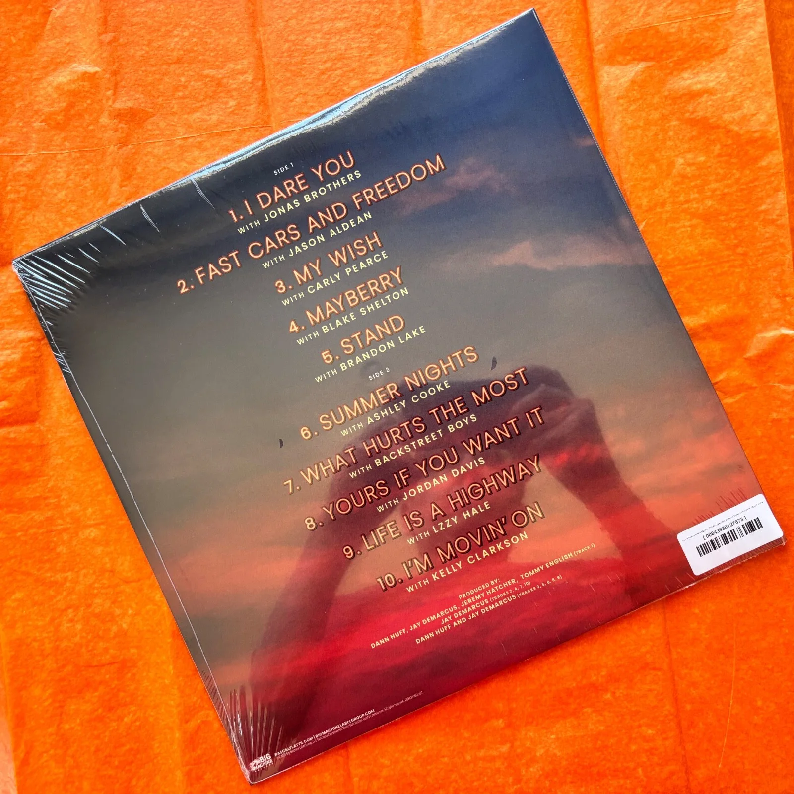 RASCAL FLATTS Life Is a Highway Refueled Duets TANGERINE COLORED Vinyl LP SIGNED, изображение 5