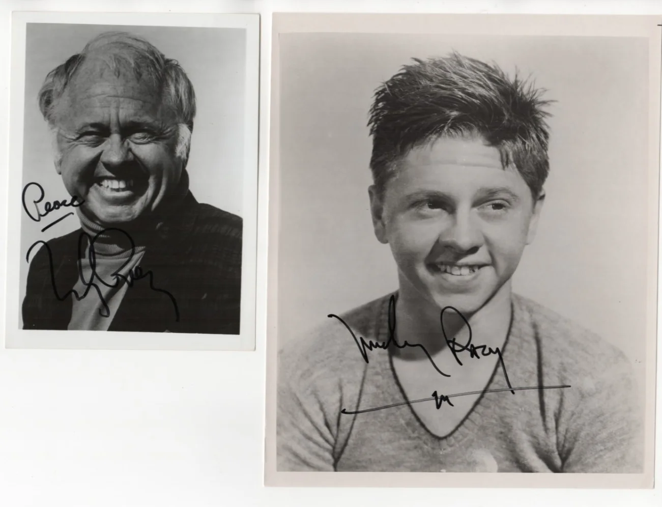 Mickey Rooney — MICKEY ROONEY lot 2 signed 8x10" and 5x7" photos