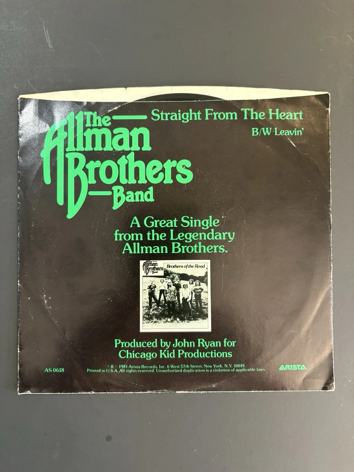 Gregg Allman signed vinyl 45 Record Sleeve with COA, image 2