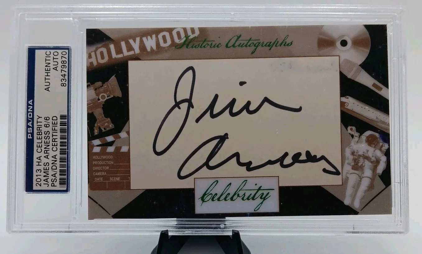 James Arness — James Jim Arness Cut Signed Signature Autograph PSA DNA Authentic Gunsmoke #2