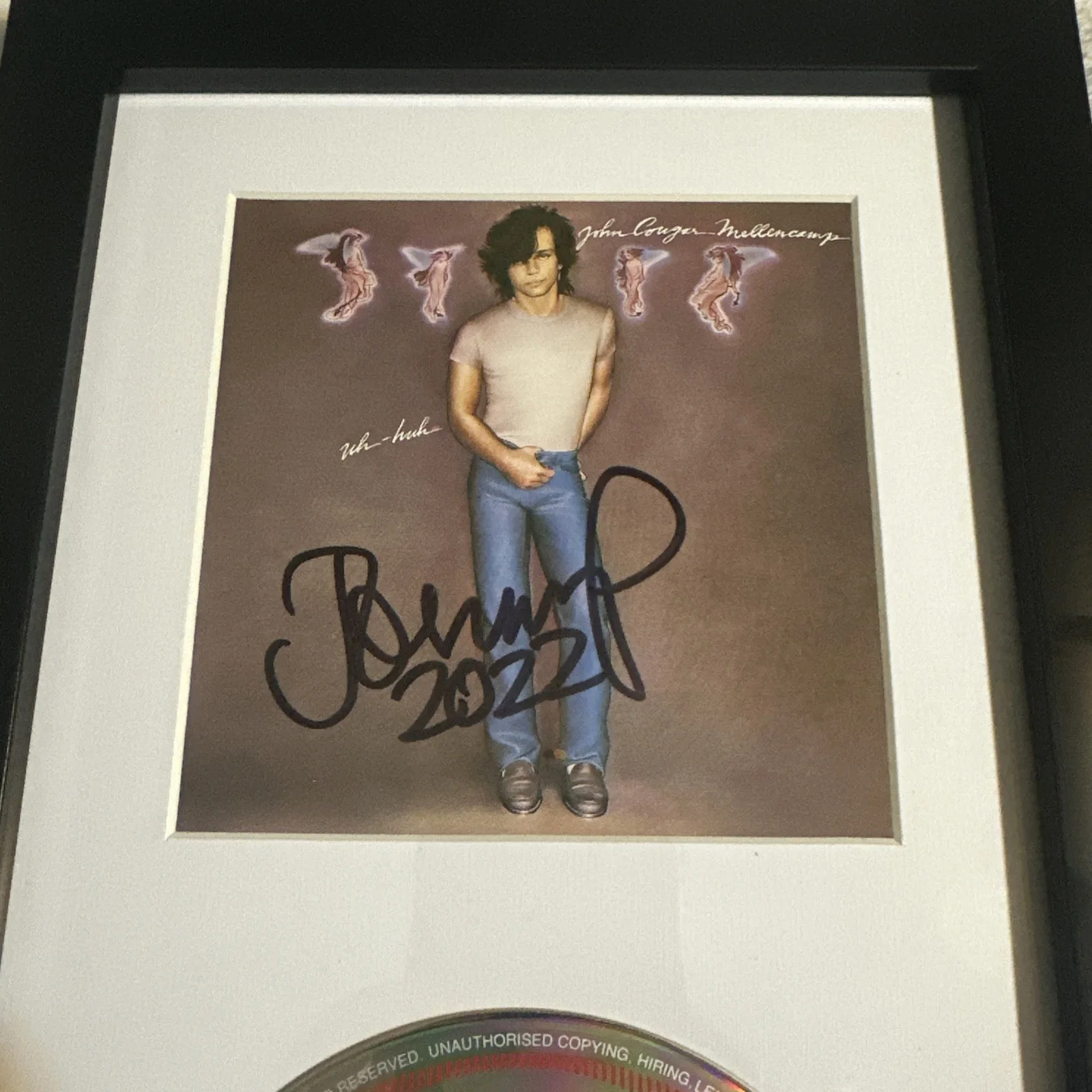 John Cougar Mellencamp Uh-Huh Signed CD Framed Autographed Rock Music Display, image 3