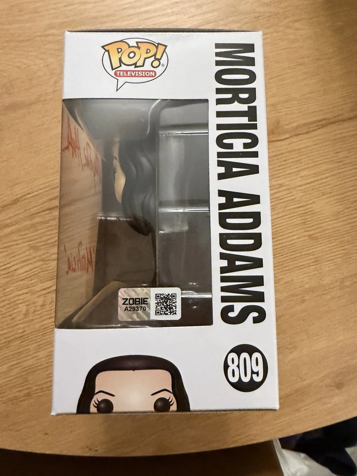 Angelica Huston signed Funko Pop 809 Morticia Addams OCCM COA, image 3