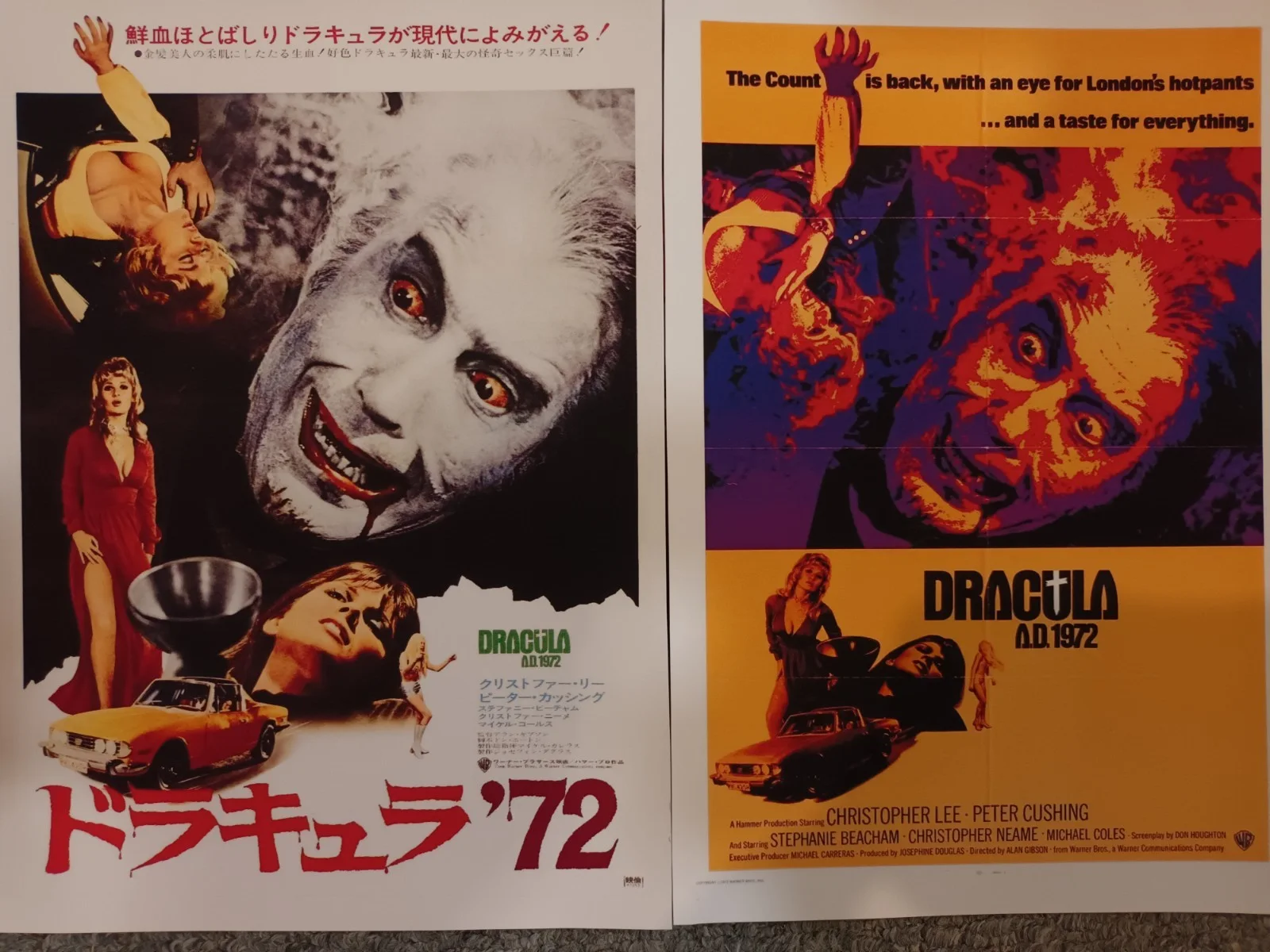 Dracula 1972AD (HammerHorror). 6 rare glossy 10x8ins Lobby Cards/4 Art cards.New, изображение 4