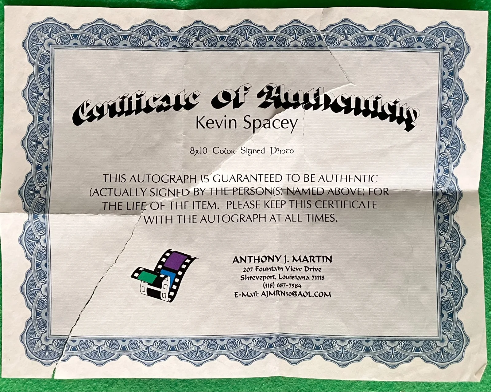 Kevin Spacey Autographed Signed 8x10 Very Nice Color Photograph with COA, image 2