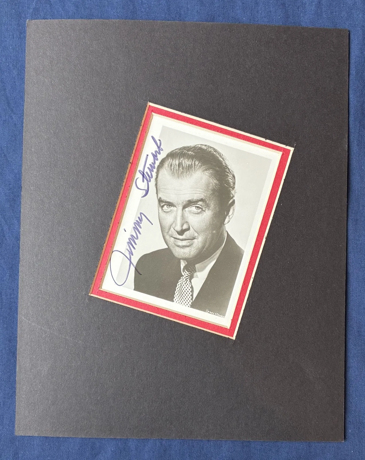 Jimmy Stewart Signed Photo Small Matted Black & White Portrait c.1950-55, image 2