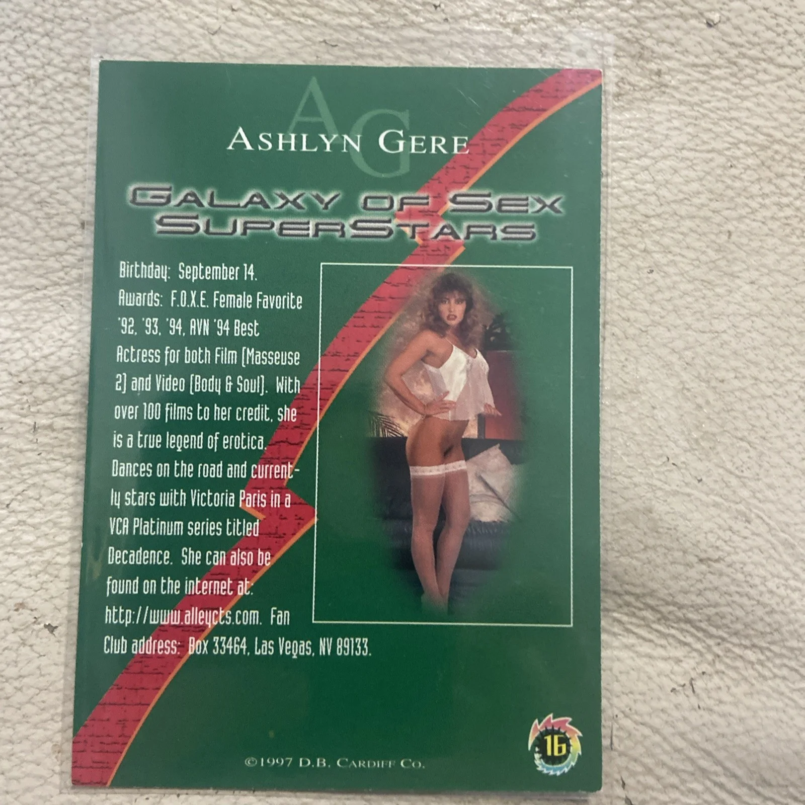 Jenna Jameson — Ashlyn Gere Autographed Galaxy of Sex Trading Card porn star No 16 Mint signed, изображение 3