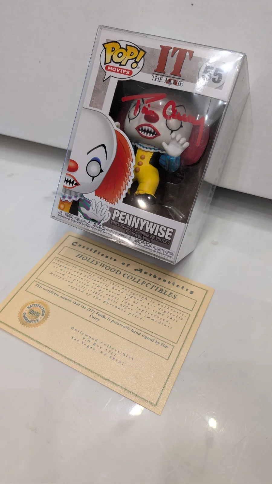Tim Curry — Funko Pop IT The Movie Pennywise Signed by Tim Curry Hollywood Collectibles COA, image 3