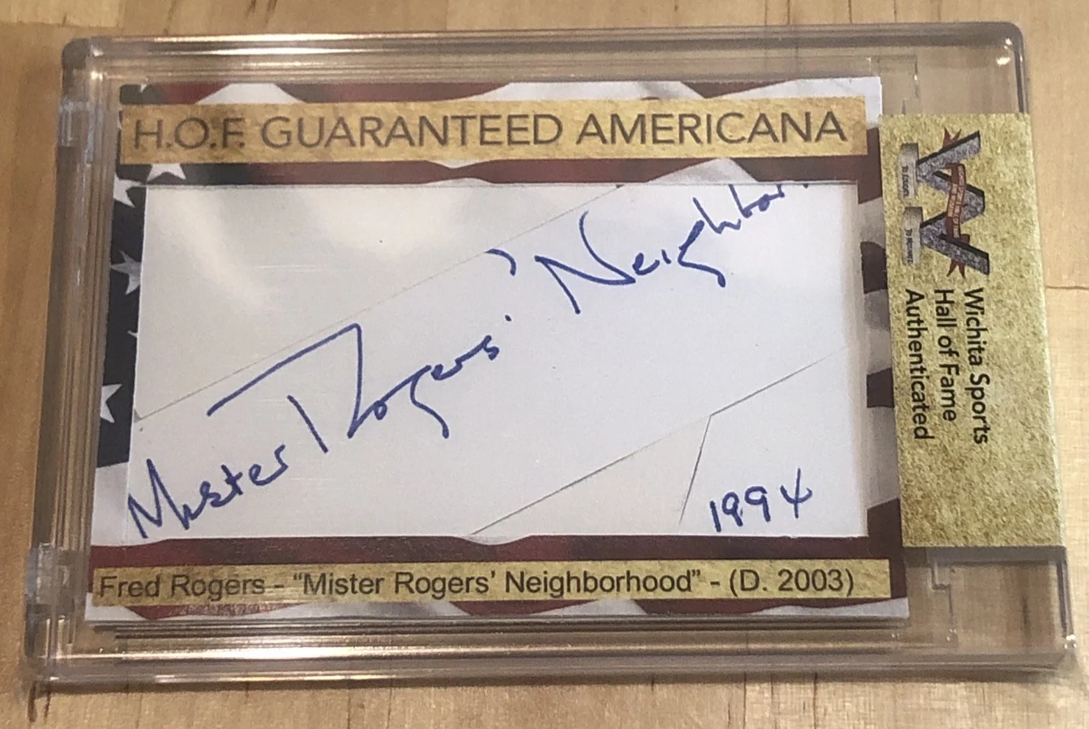Fred Rogers — FRED MISTER ROGERS SIGNED CUT AUTOGRAPH WICHITA SPORTS HOF AUTHENTICATED AUTO