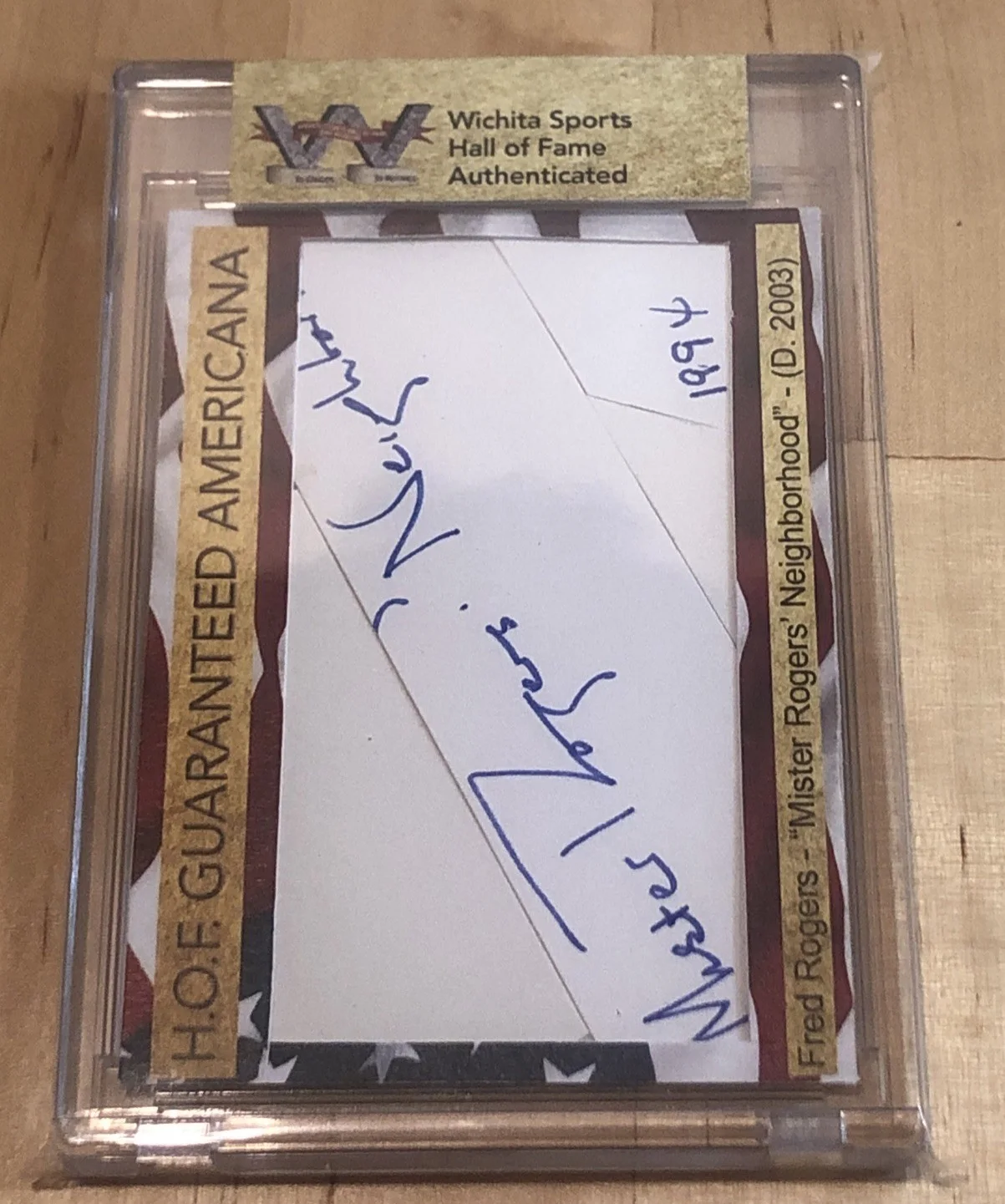 Fred Rogers — FRED MISTER ROGERS SIGNED CUT AUTOGRAPH WICHITA SPORTS HOF AUTHENTICATED AUTO, изображение 2