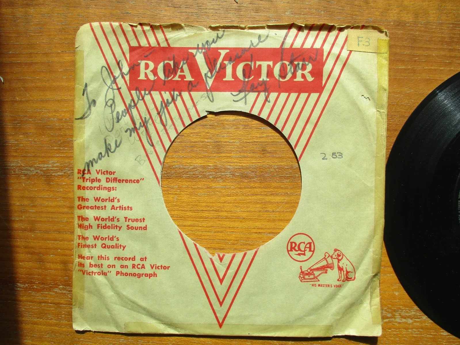 Signed/Inscribed Sleeve 45 RPM 47-6359 Kay Starr From John Gilliland Estate, изображение 2