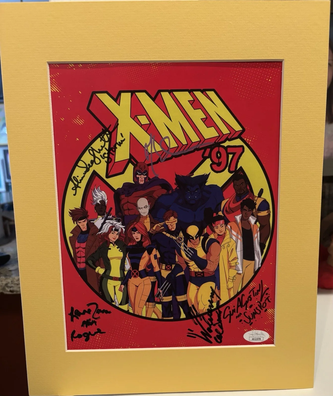 Alison Sealy-Smith, Cal Dodd, Lenore Zann, Mathew Waterson — Marvel X-Men '97 Team Auto Storm Rogue Wolverine Magneto Sunspot Art JSA COA B