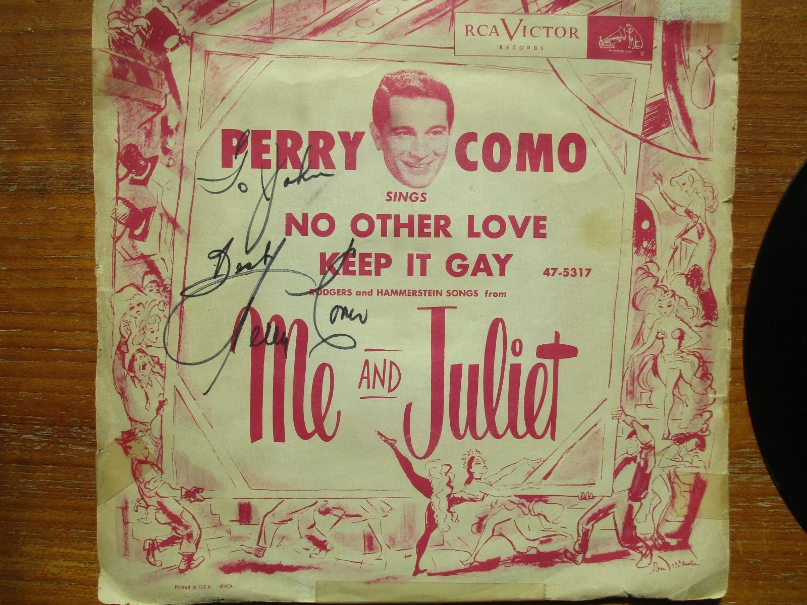 Signed/Inscribed Sleeve 45 RPM 47-5317 Perry Como From John Gilliland Estate, изображение 2