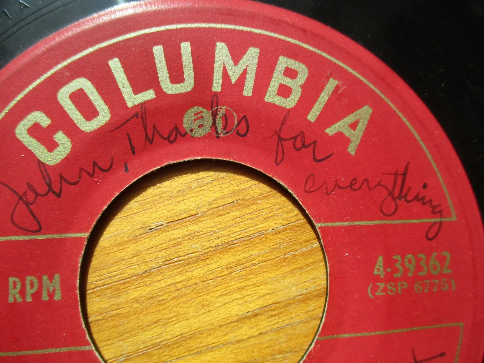 Signed/Inscribed 45 RPM Tony Bennett 4-39362 From John Gilliland Estate, изображение 3