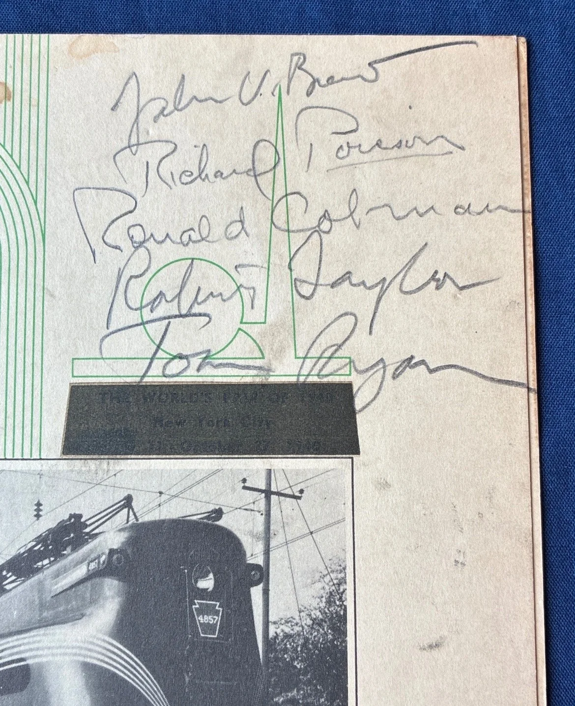 Ronald Colman Robert Taylor — 1940 PRR Menu Signed Robert Taylor Ronald Colman Pennsylvania Railroad, image 2