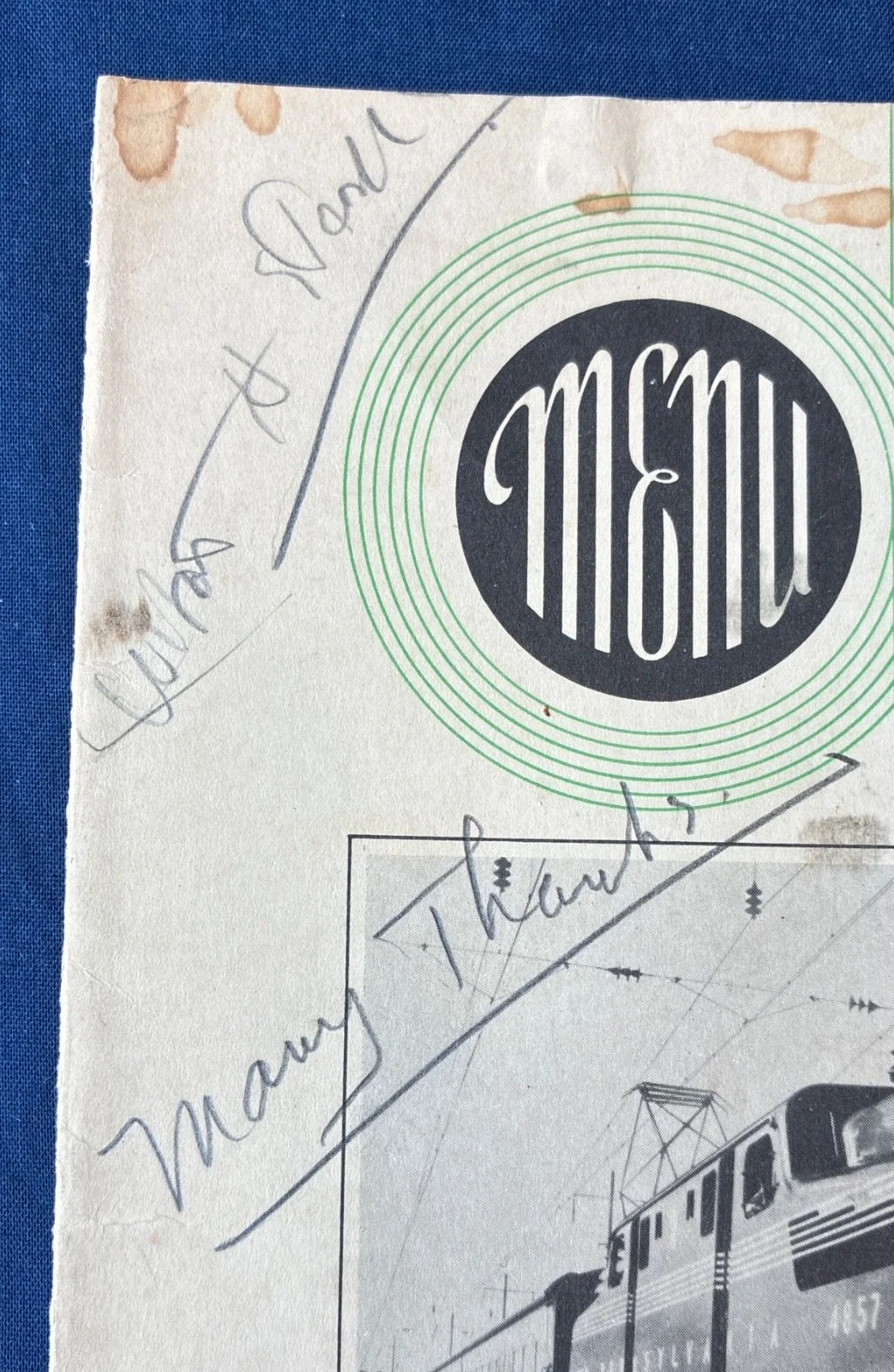 Ronald Colman Robert Taylor — 1940 PRR Menu Signed Robert Taylor Ronald Colman Pennsylvania Railroad, image 3