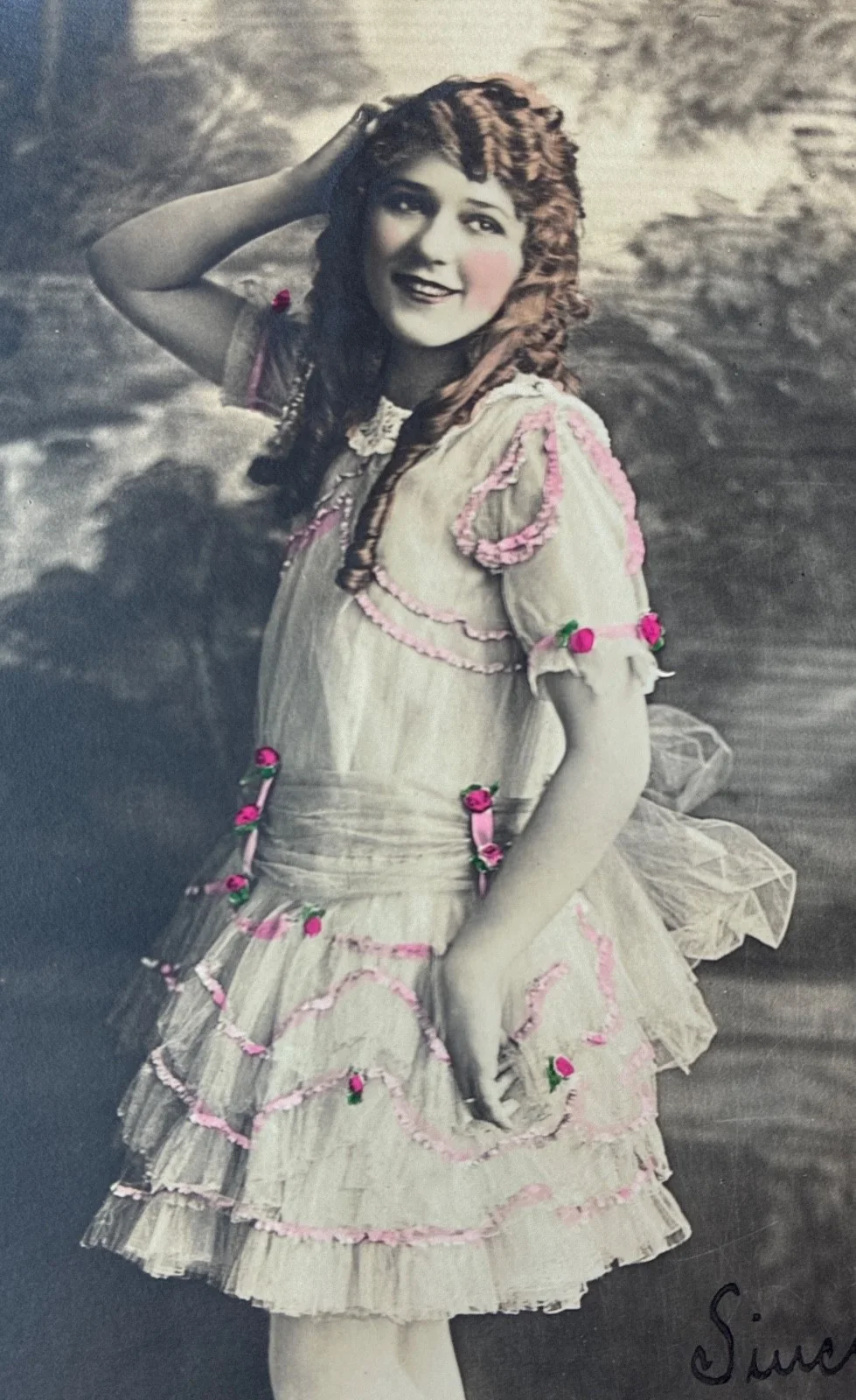 Signed Mary Pickford Hand Colored Silent Film Portrait Photograph c.1910, изображение 3