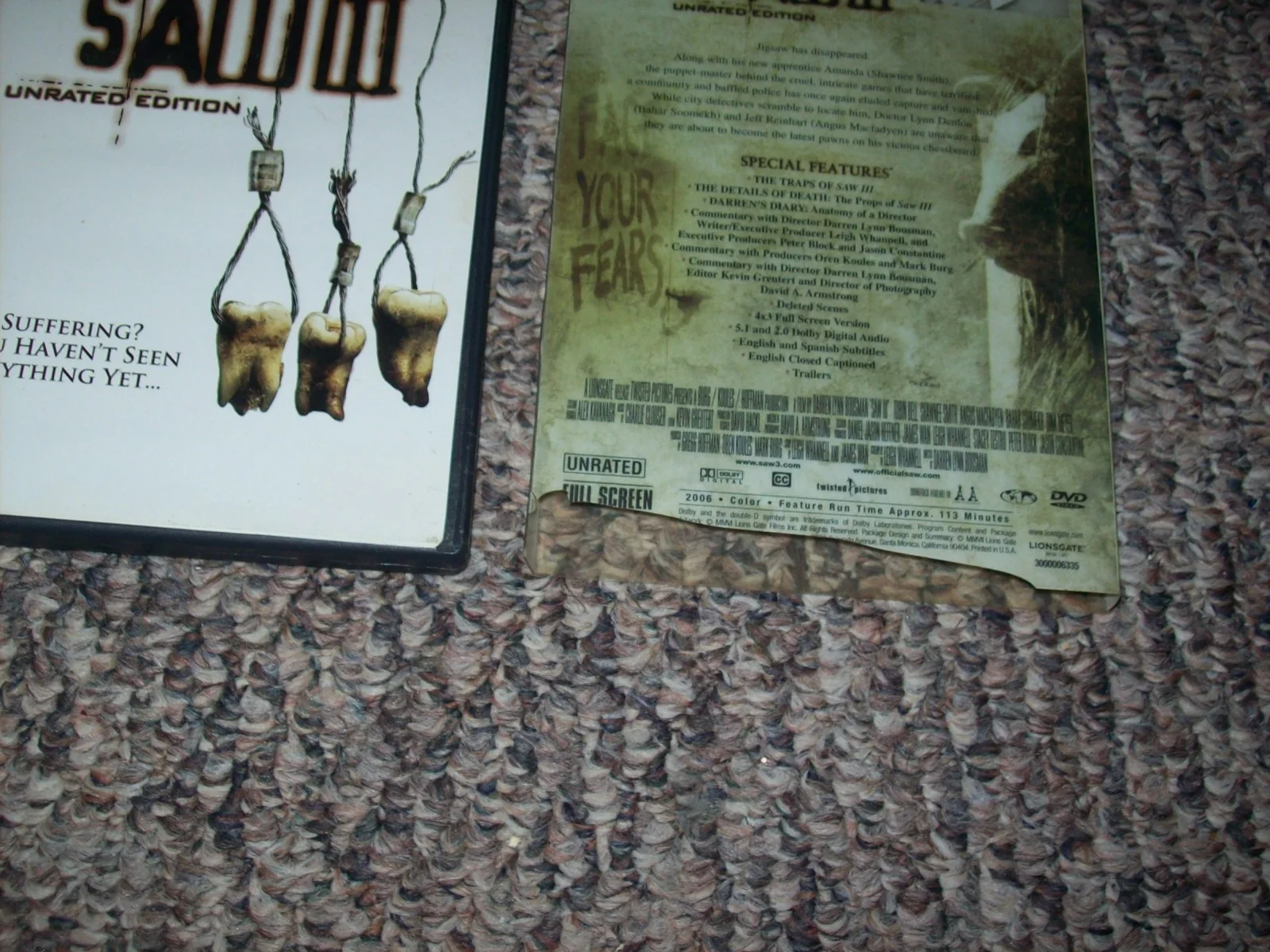 Tobin Bell Hand Signed Autographed SAW 3 DVD Movie, image 3