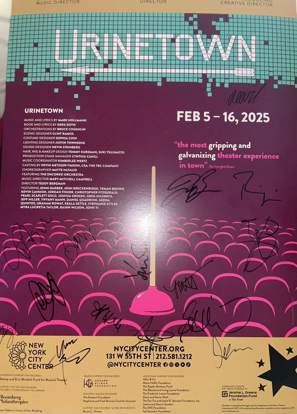 Rainn Wilson Jordan Fisher Signed Urinetown 2025 Poster Broadway The Office, image 2