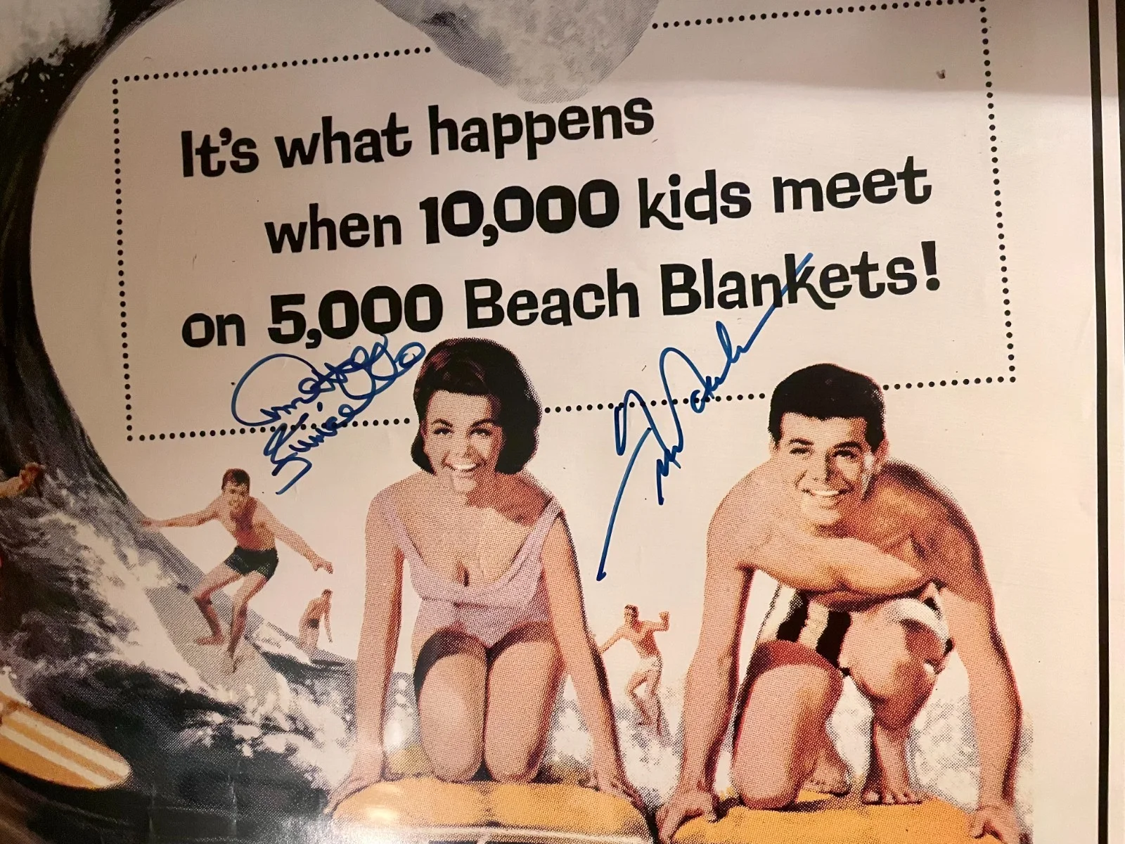 Annette Funicello, Frankie Avalon — Matted/Framed "Beach Party" poster signed by Annette Funicello & Frankie Avalon, image 2