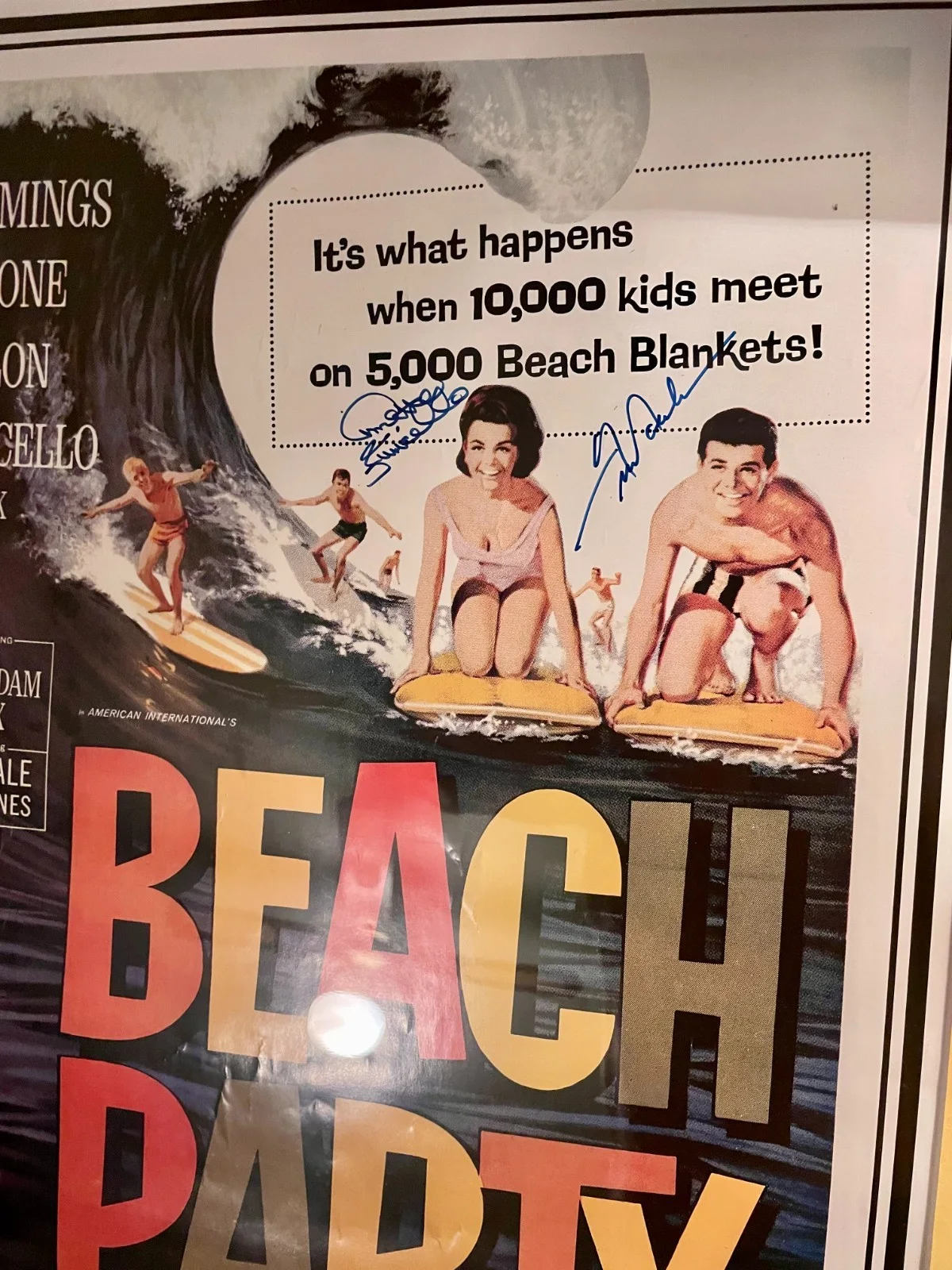 Annette Funicello, Frankie Avalon — Matted/Framed "Beach Party" poster signed by Annette Funicello & Frankie Avalon, image 4
