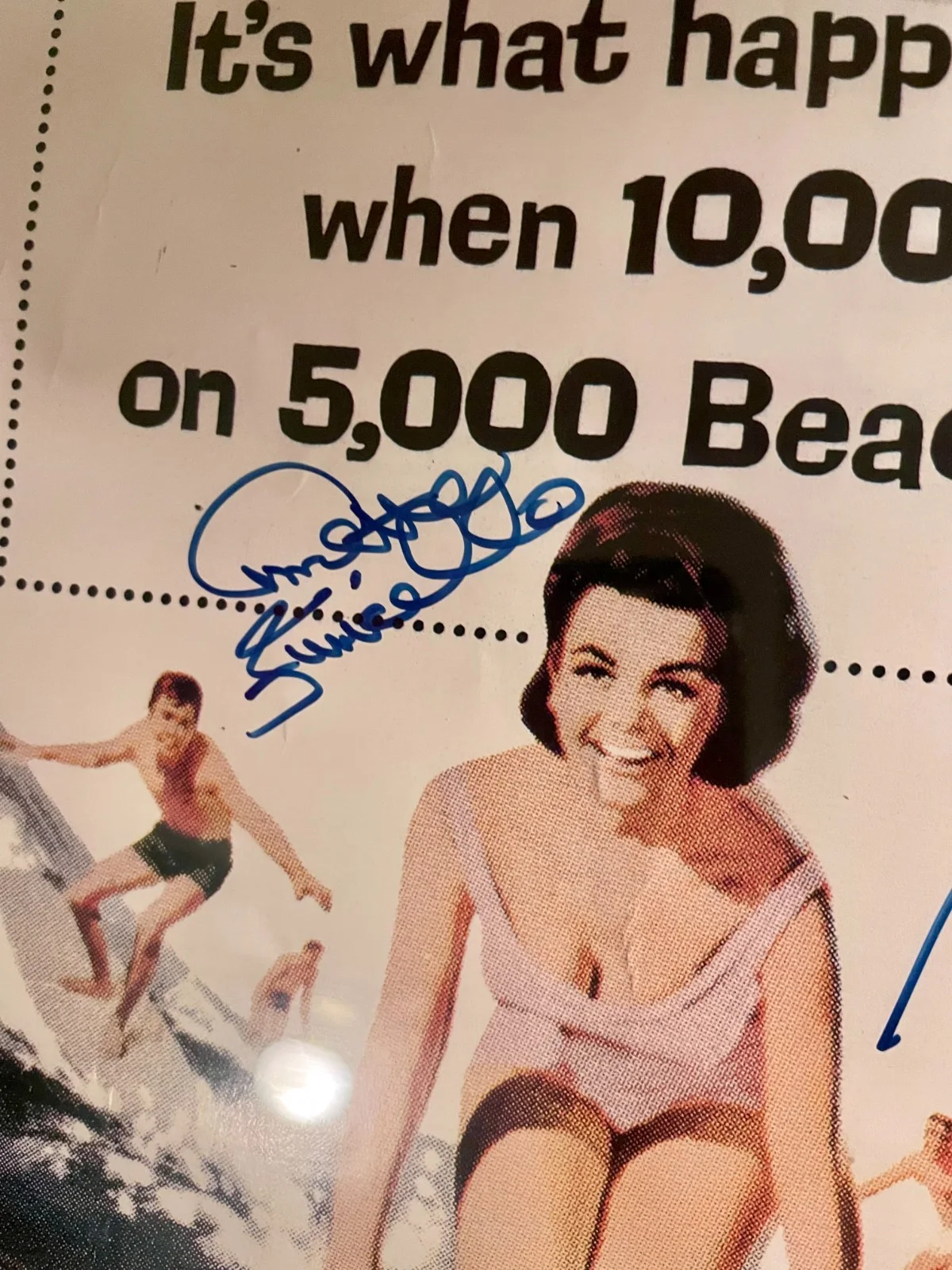Annette Funicello, Frankie Avalon — Matted/Framed "Beach Party" poster signed by Annette Funicello & Frankie Avalon, image 5