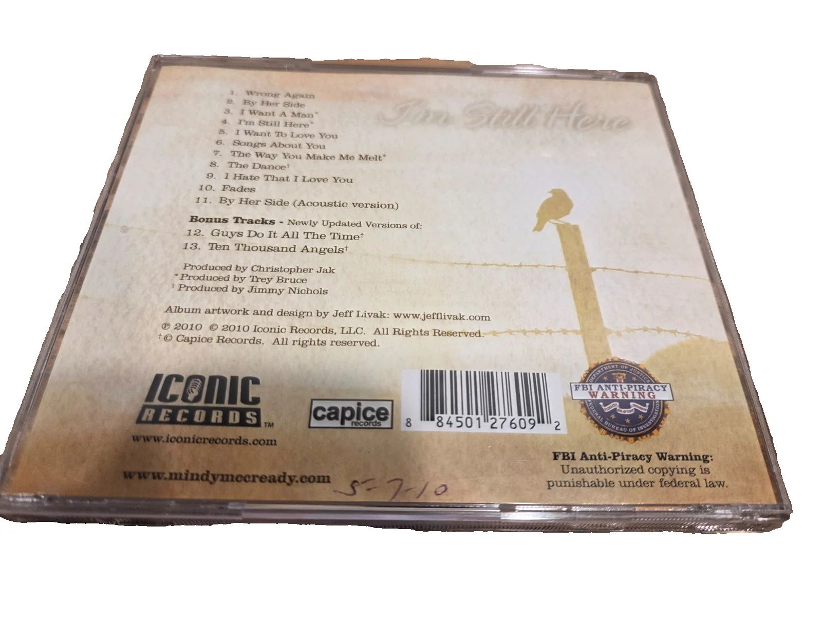 Mindy McCready Signed I'm Still Here CD, image 2