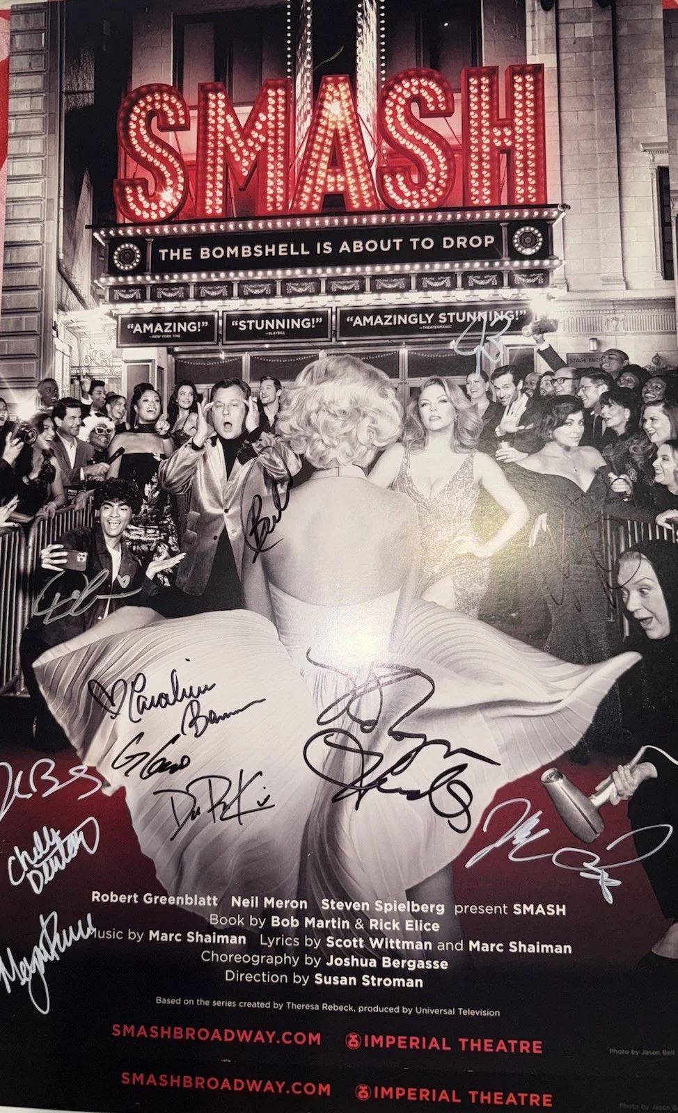 14 Cast Members — Smash Cast Signed Broadway Musical Poster Bombshell Marilyn Robyn Hurder, image 2