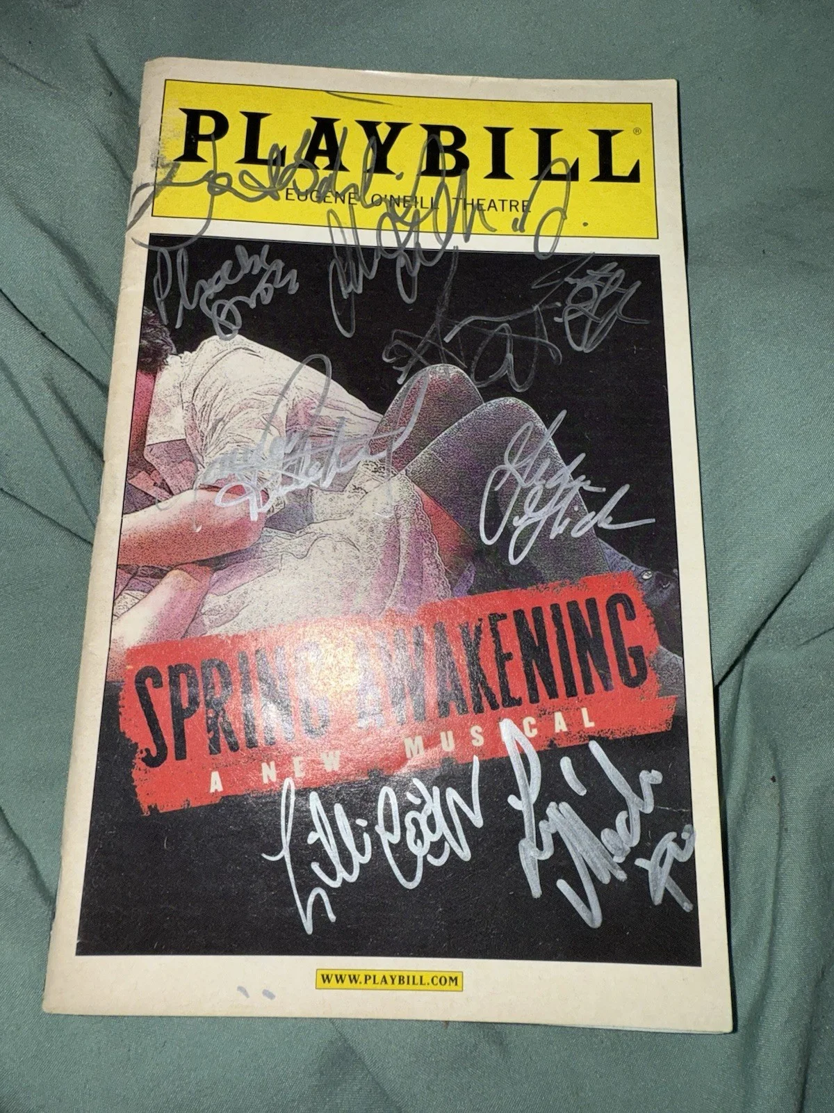 Spring Awakening Original Broadway Cast Groff LeaMichele Signed Playbill Musical, image 2