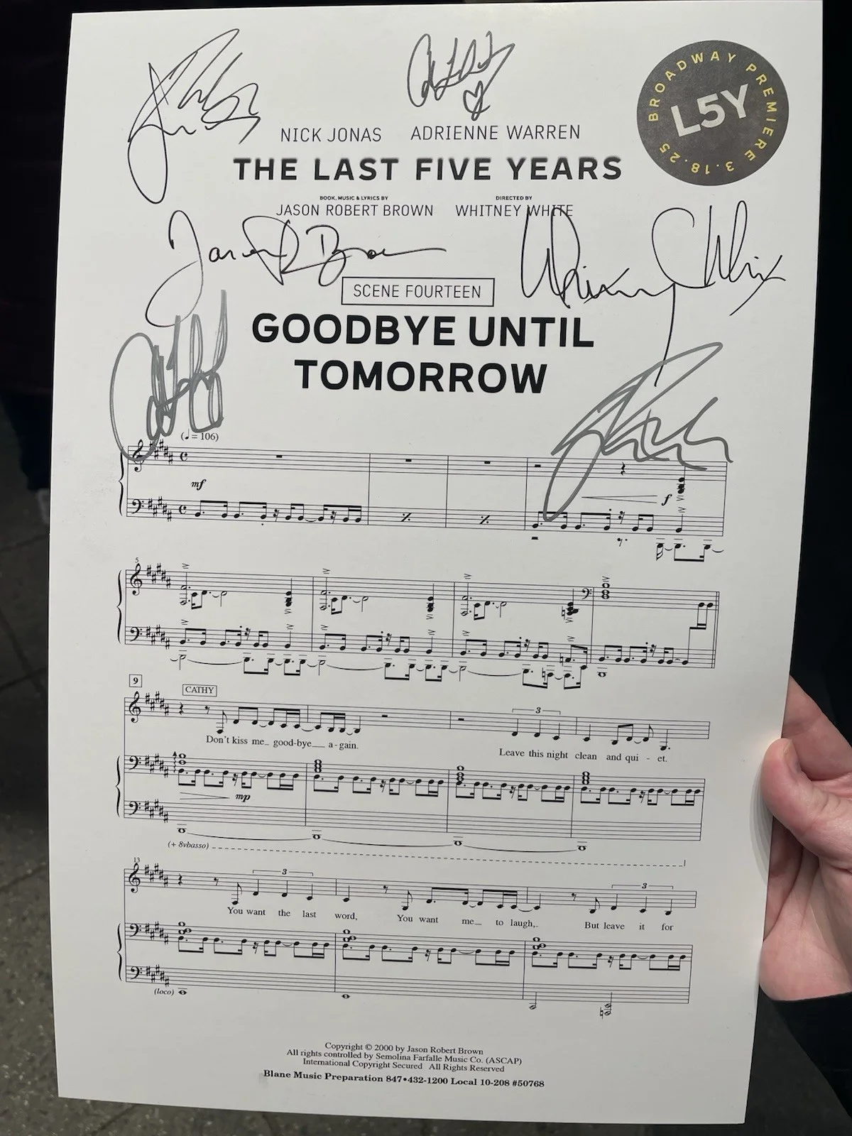 PROOF Nick Jonas Brothers Warren Last Five Years Signed Broadway Musical Music, изображение 2