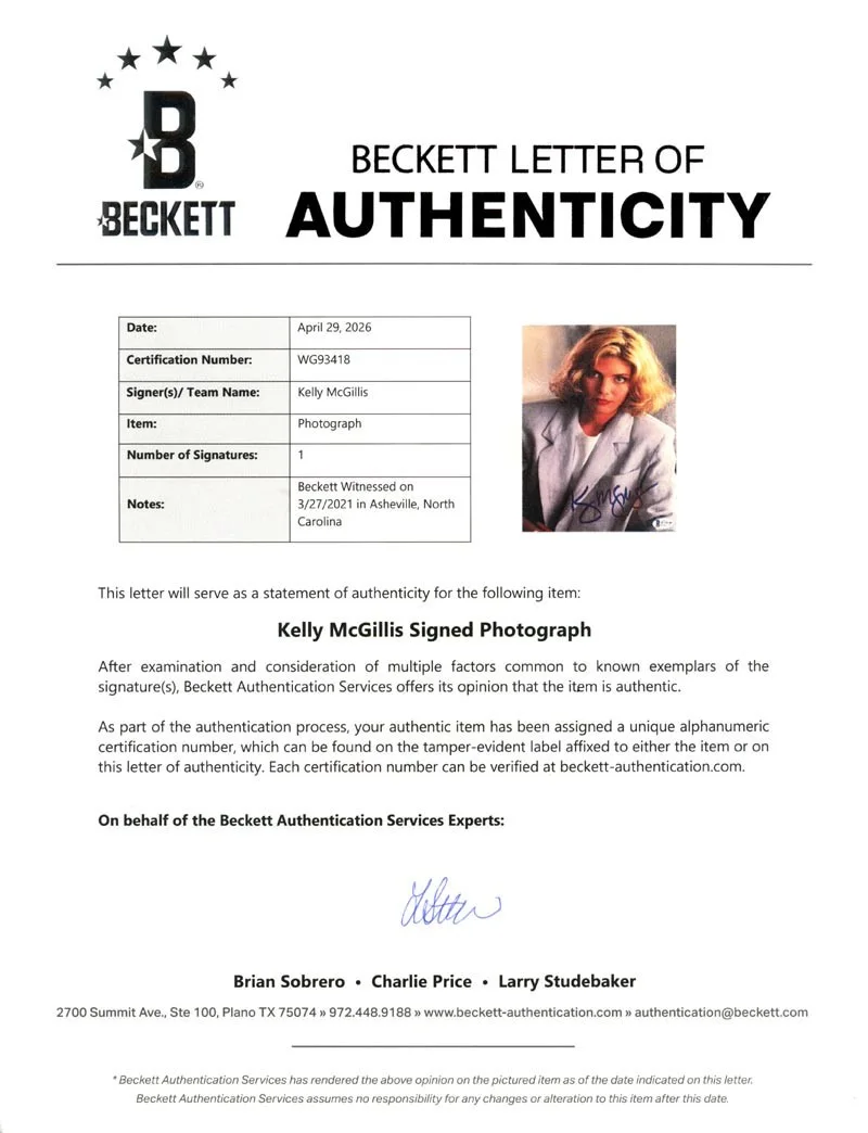 KELLY MCGILLIS SIGNED AUTOGRAPHED 8x10 PHOTO CHARLIE TOP GUN BECKETT BAS LOA, изображение 2