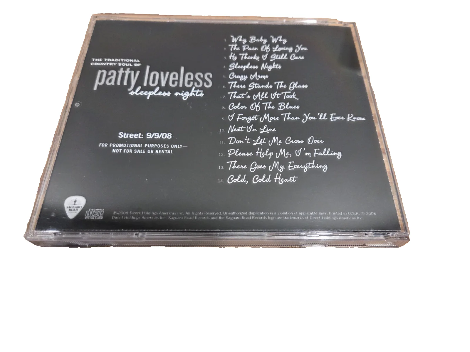Patty Loveless signed promo Sleepless Nights cd, image 2