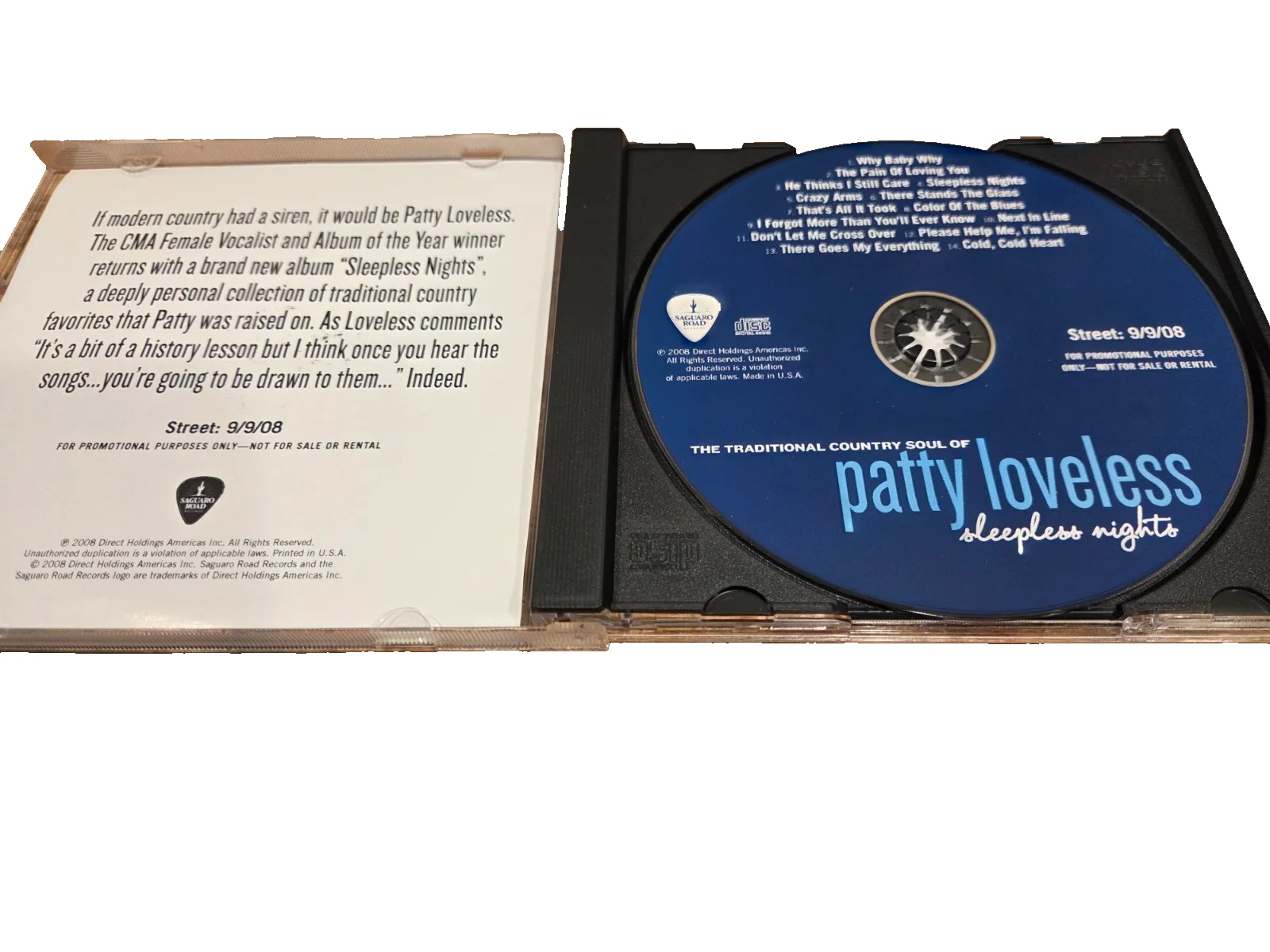 Patty Loveless signed promo Sleepless Nights cd, image 3