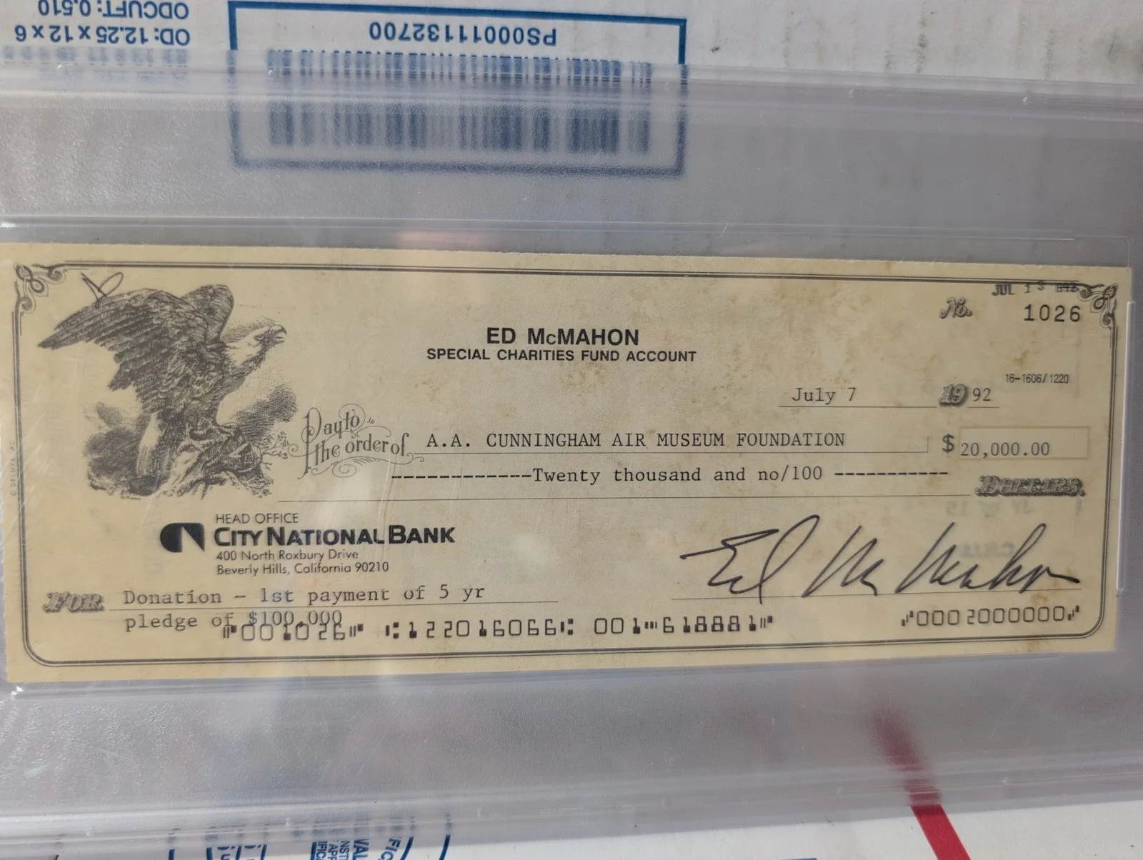 ED McMahon — Ed McMahon signed cancelled check PSA/DNA, image 2