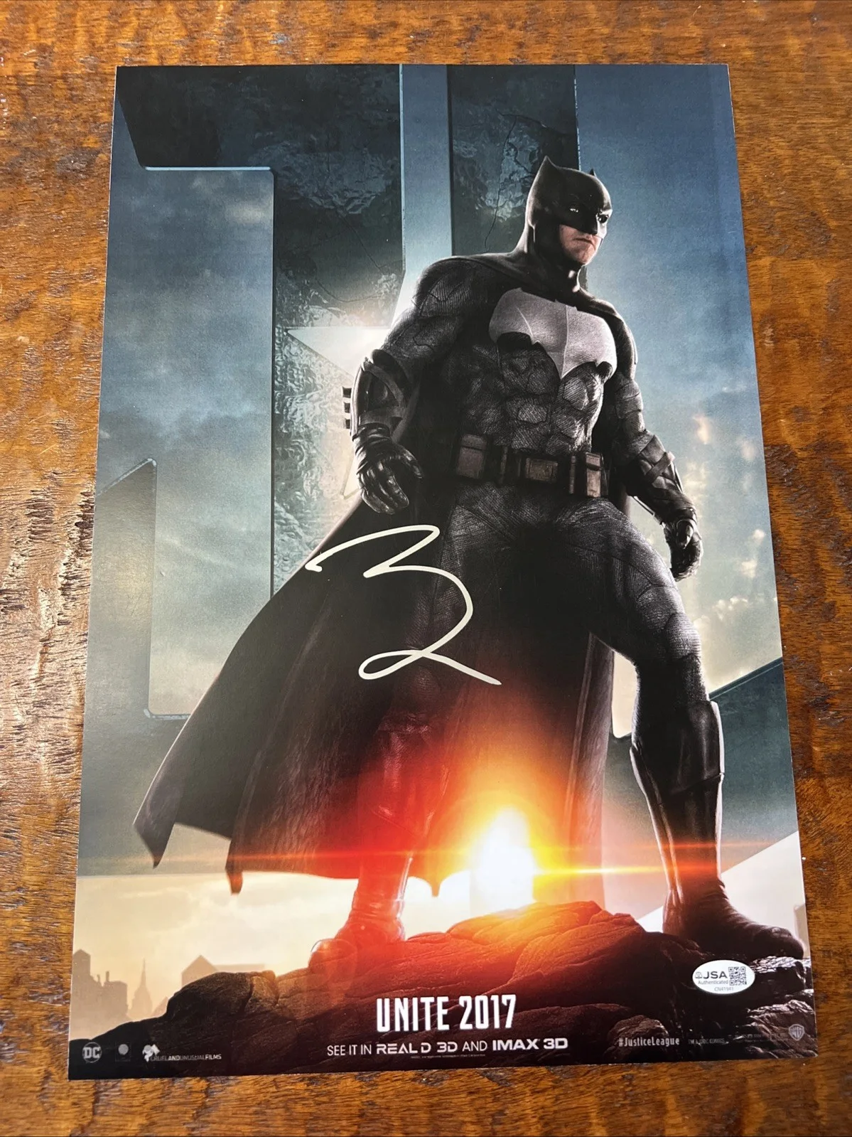 Ben Affleck — Ben Affleck Signed 12x18 Batman Justice League Movie Poster JSA Coa Autographed