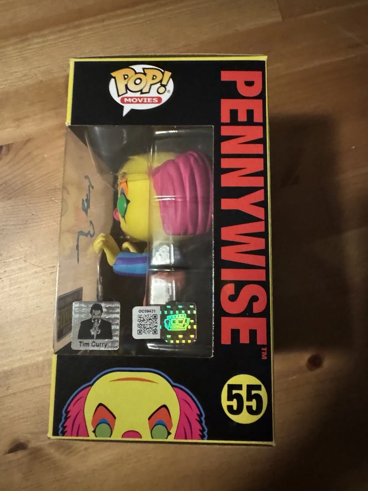 Tim Curry signed Funko Pop! #55 It Pennywise Blacklight OCCM dual COA, image 3