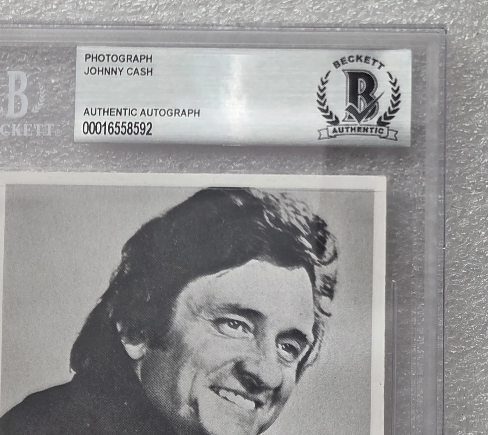 JOHNNY CASH SIGNED BECKETT BAS COA PHOTO SLABBED SLAB AUTOGRAPHED MUSIC SINGER, изображение 2