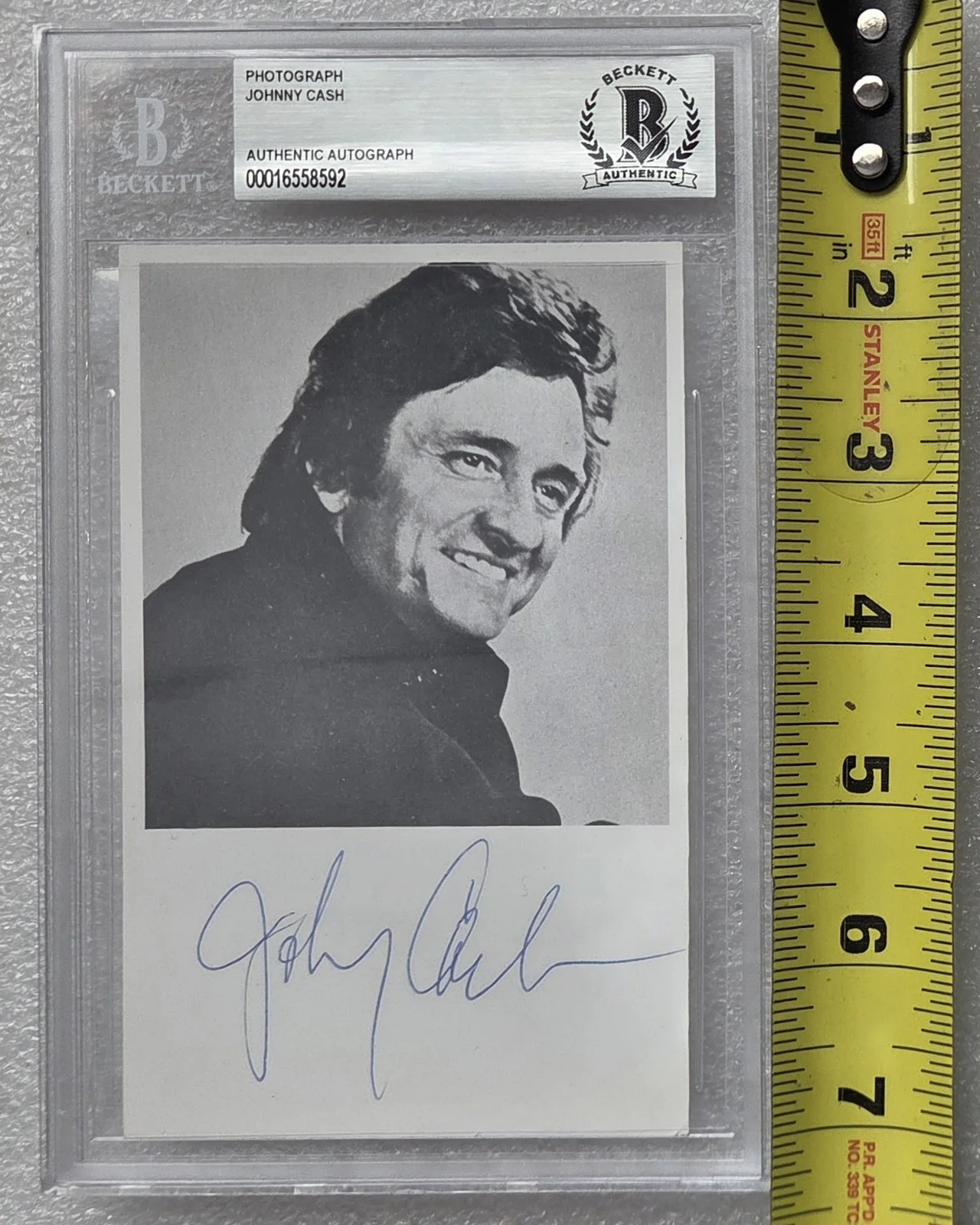 JOHNNY CASH SIGNED BECKETT BAS COA PHOTO SLABBED SLAB AUTOGRAPHED MUSIC SINGER, изображение 3