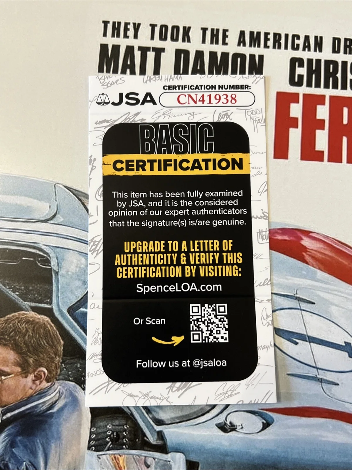 Matt Damon — Matt Damon Signed 12x18 Ford V Ferrari Movie Poster JSA Coa Autographed, image 4