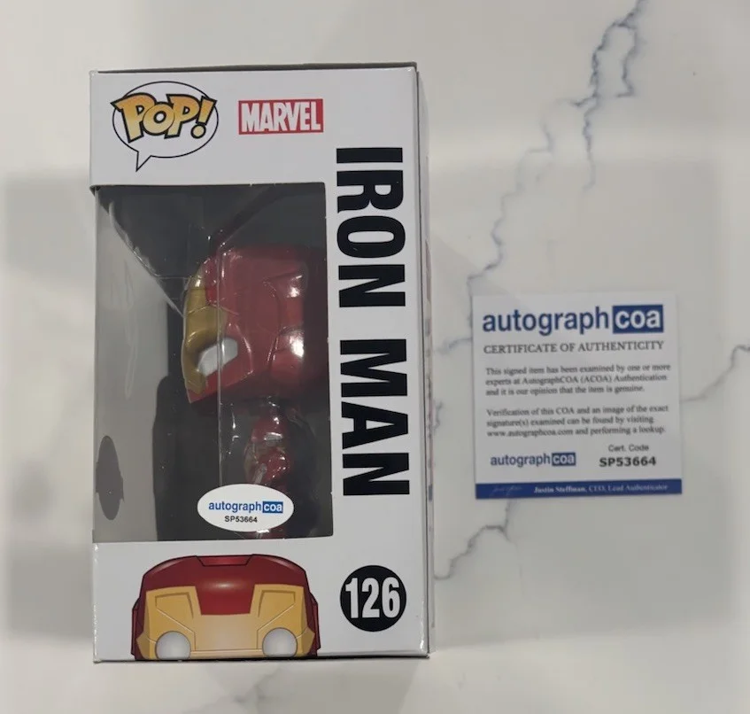 Robert Downey Jr MARVEL Iron Man Signed Autographed Funko POP #126 ACOA, image 2