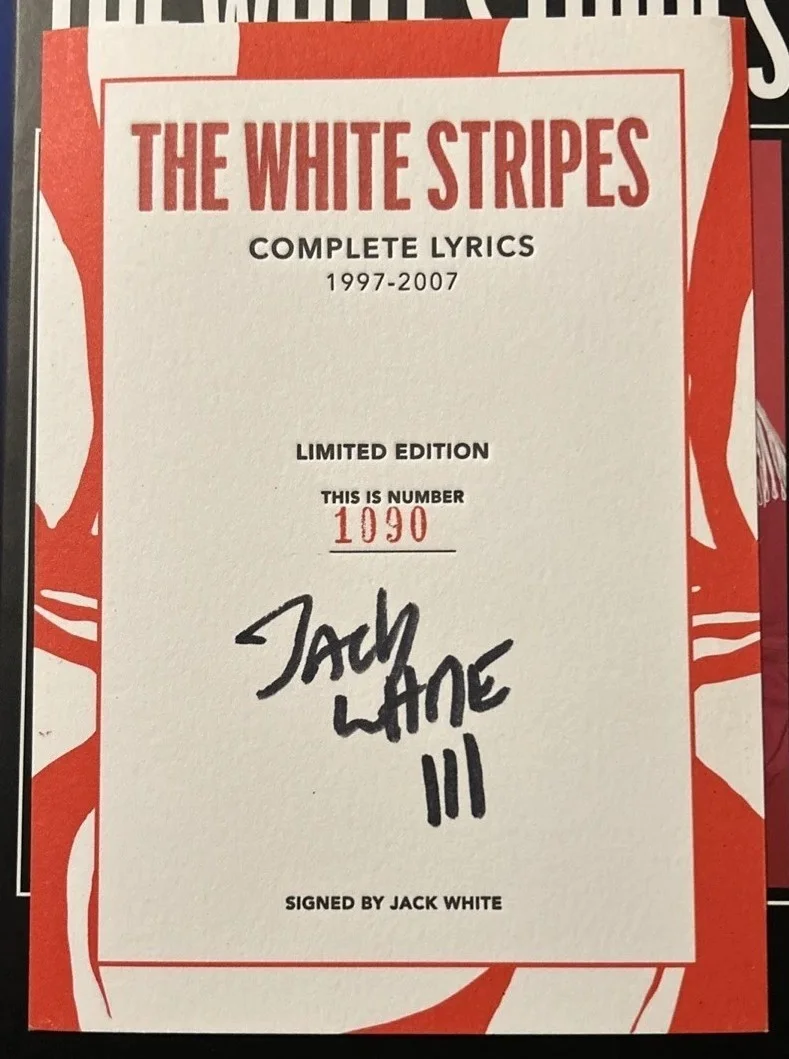 Jack White Signed Auto Bookplate # 1090 White Stripes, image 2