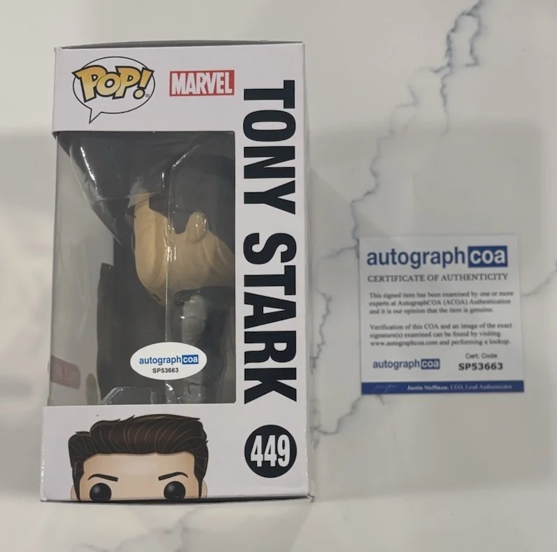 Robert Downey Jr AVENGERS TONY STARK Signed Autographed Funko POP #449 ACOA, изображение 2