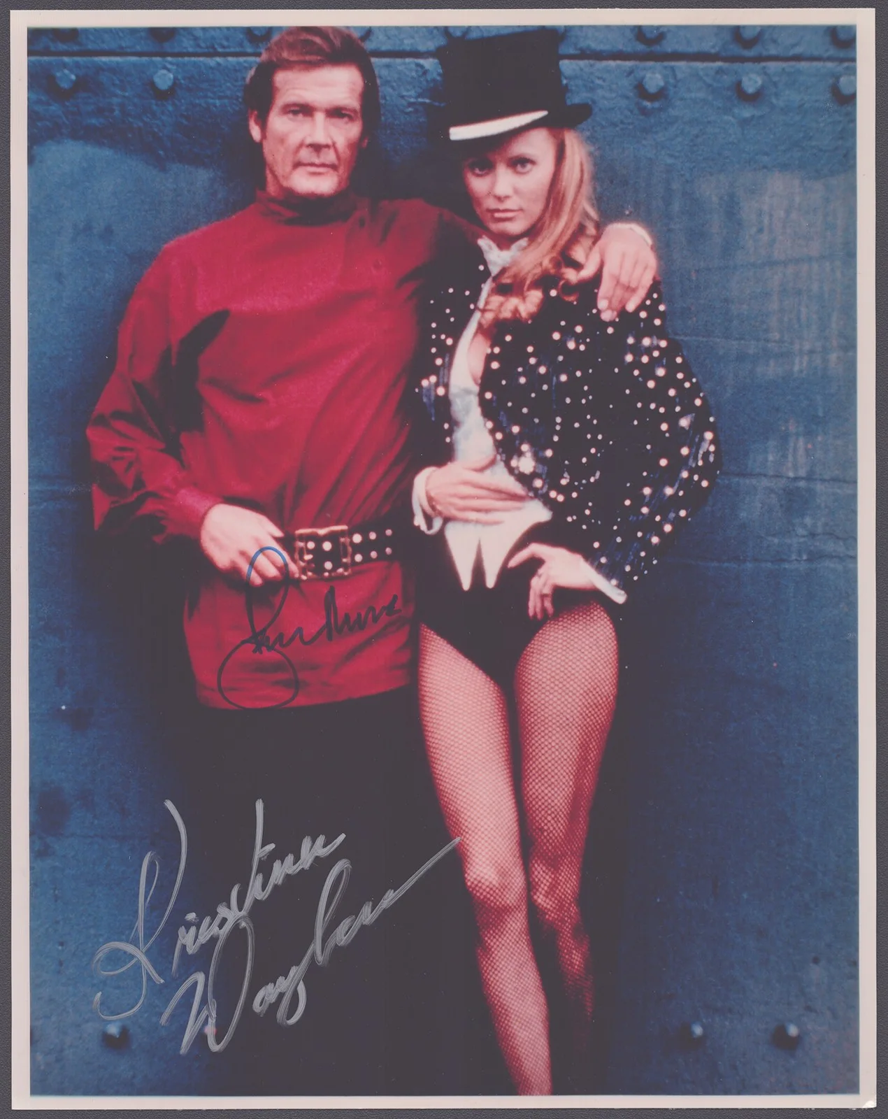 Kristina Wayborn, Roger Moore — OCTOPUSSY MOVIE CAST - AUTOGRAPHED SIGNED PHOTOGRAPH WITH CO-SIGNERS