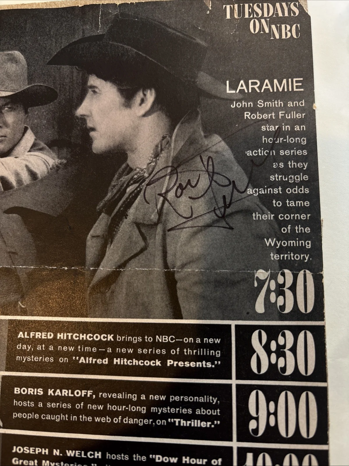 Robert Fuller Hand Signed 5” X 7” Inch NBC Advertisement, image 2