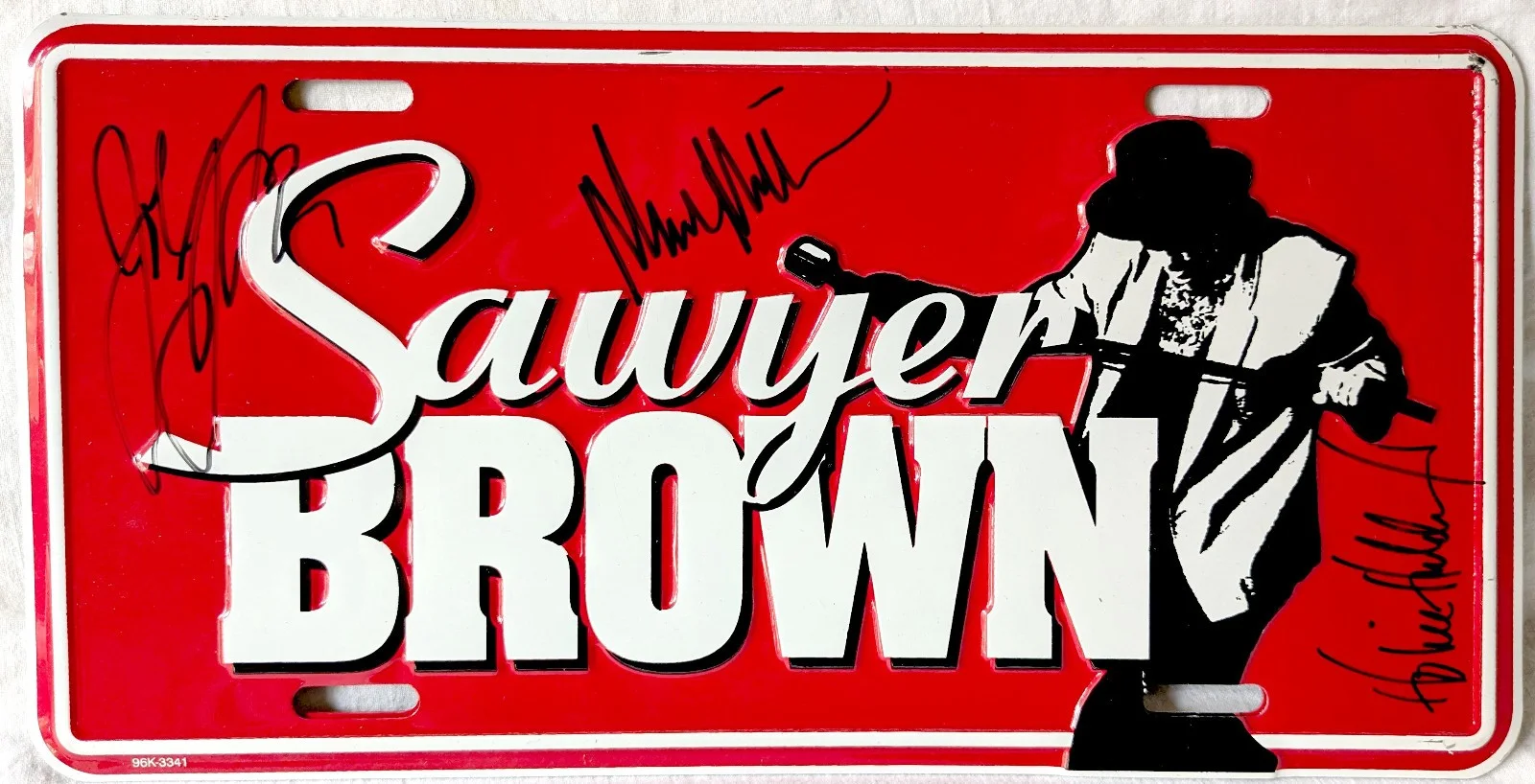 1990s Sawyer Brown License Plate Signed by Mark Miller, Gregg Hubbard, Joe Smyth, image 2