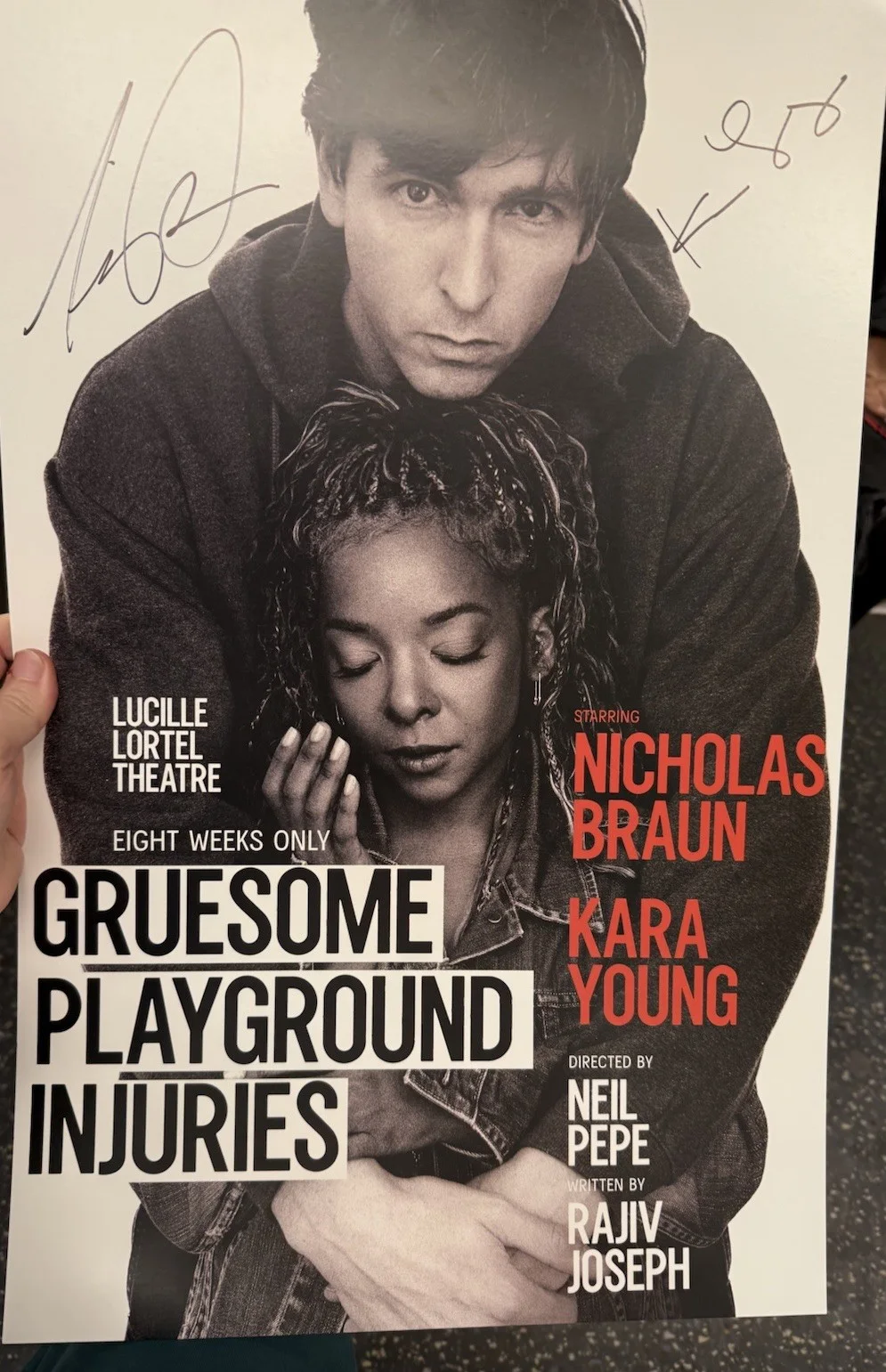 Gruesome Playground Injuries Kara Young Nicholas Braun Signed Broadway Poster, image 2