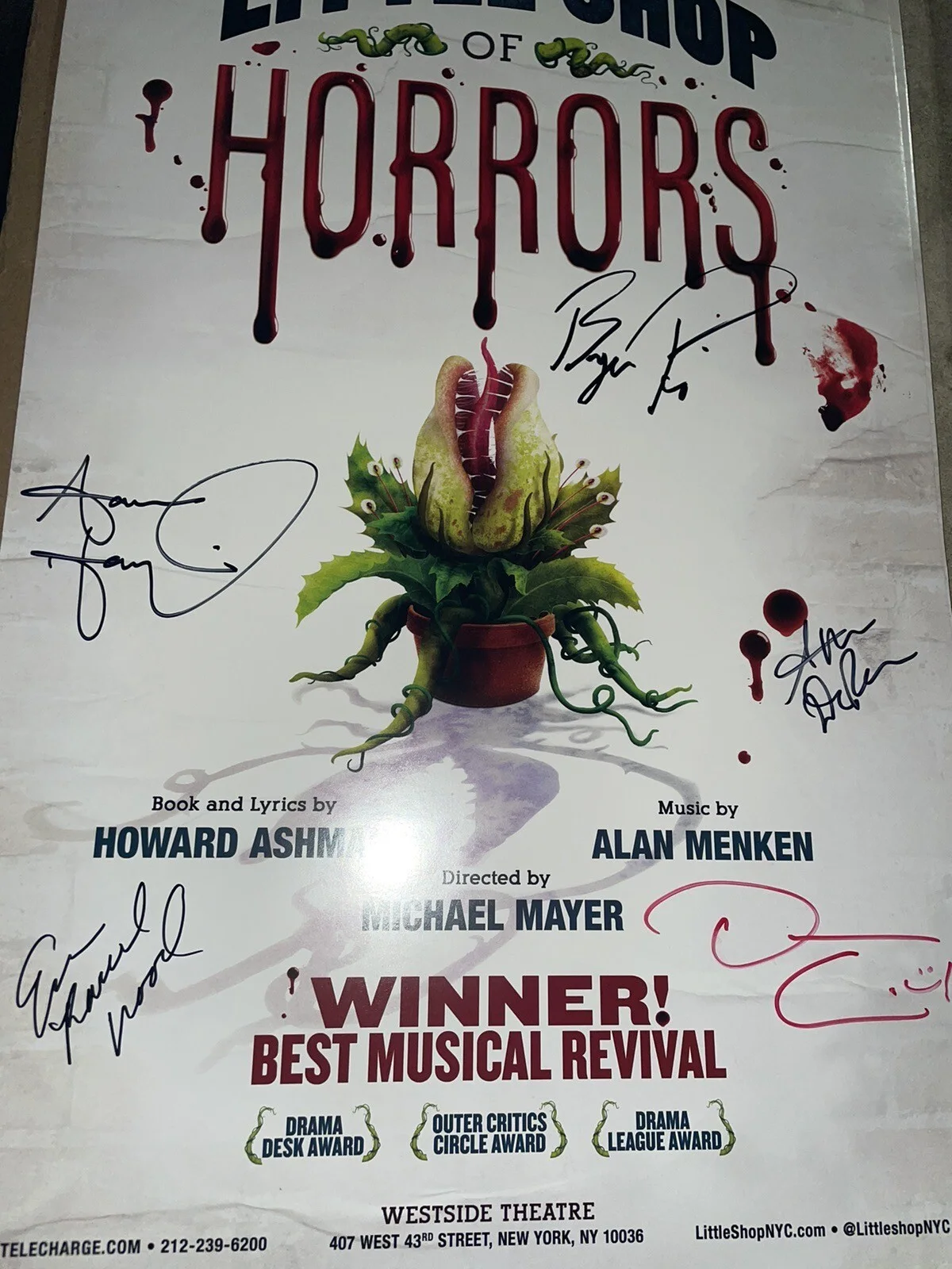 PROOF Darren Criss + Evan Little Shop Of Horrors Signed Broadway Musical Poster, изображение 3