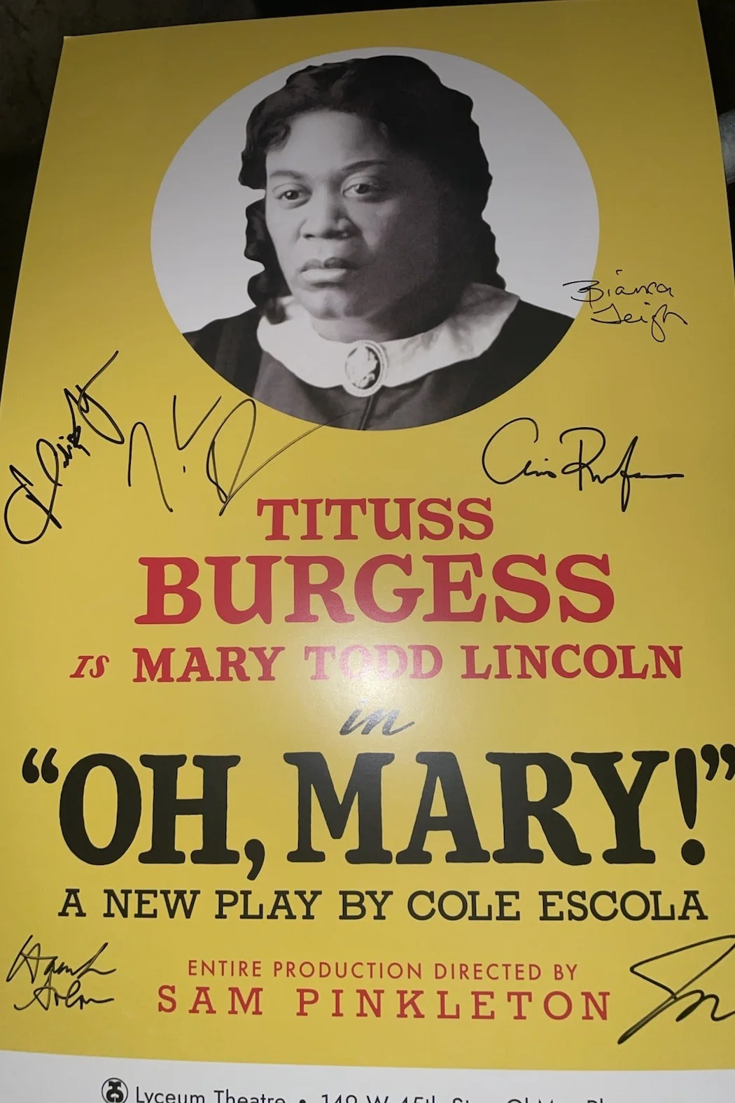 Oh Mary Titus Burgess Full Cast Broadway Signed Play Poster Lincoln, изображение 2