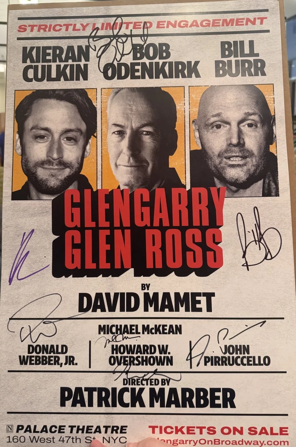 Glengarry Glen Ross Cast Signed Broadway Poster Culkin Odenkirk Burr Glengary, изображение 2