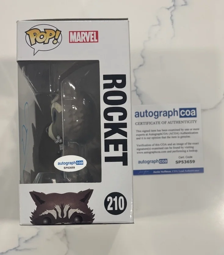 Bradley Cooper Marvel Guardians ROCKET Signed Autographed Funko POP #210 ACOA, image 2