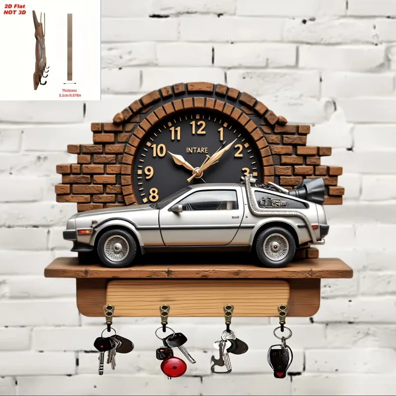 Back to the future Car-Shaped Key Holder made of Wood, - NEW- 9x11, изображение 4